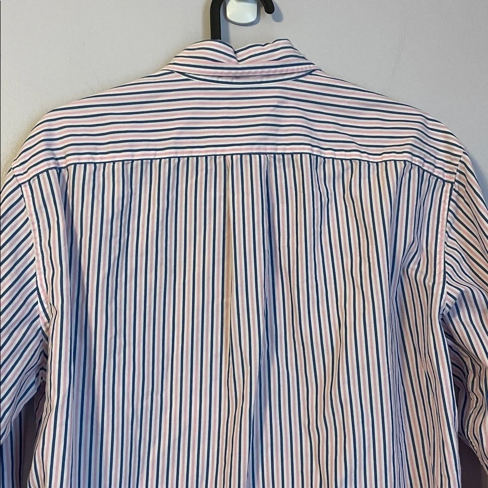 J. Crew Pink Blue White Striped Cotton Slim Fit Button Up Shirt size M
